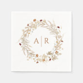 Wildflower Initialen Monogram Bruiloft Servet (Voorkant)