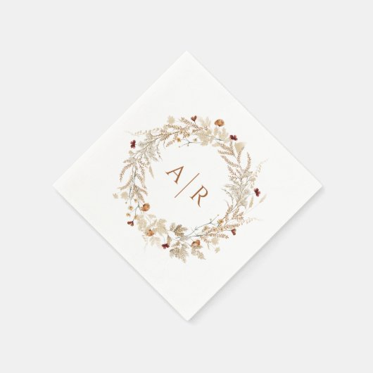 Wildflower Initialen Monogram Bruiloft Servet (Hoek)