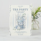Wildflower-Inspired Tea Party Baby Shower Kaart (Staand voorkant)