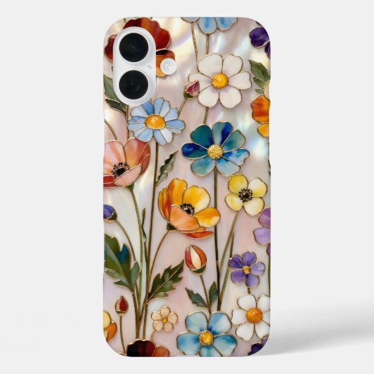 Wildflower iPhone Hoesje Kleurrijk Gebrandschilder (Achterkant)