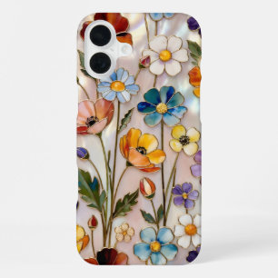 Wildflower iPhone Hoesje Kleurrijk Gebrandschilder iPhone 16 Plus Hoesje