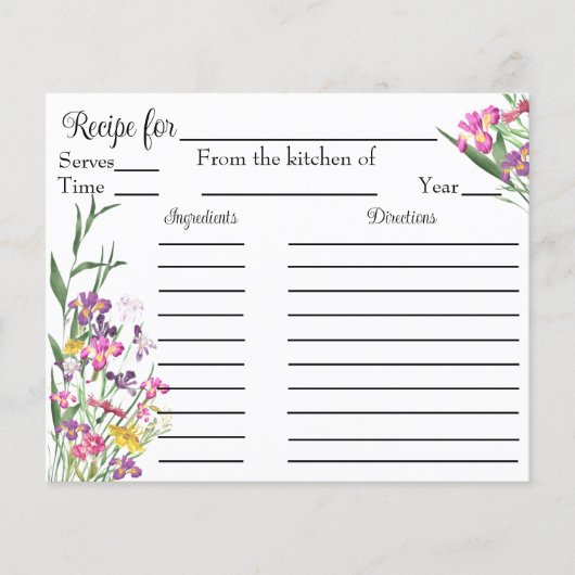 Wildflower Iris Vrijgezellenfeest Recept Aanvraag  (Voorkant)