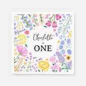 Wildflower is de eerste verjaardag van een meisje servet (Voorkant)