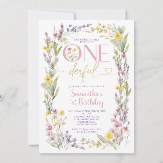 Wildflower is niet een mooie 1e verjaardag kaart (Voorkant)