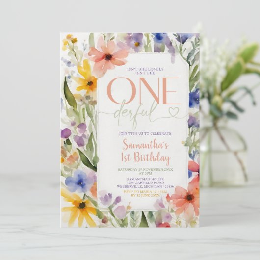 Wildflower is niet een mooie 1e verjaardag kaart (Staand voorkant)