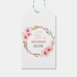 Wildflower is op weg naar roze Baby shower Cadeaulabel