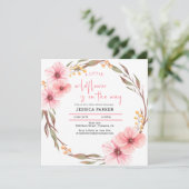 Wildflower is op weg naar roze Baby shower Kaart (Staand voorkant)