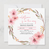 Wildflower is op weg naar roze Baby shower Kaart (Voorkant)