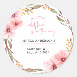 Wildflower is op weg naar roze Baby shower Ronde Sticker