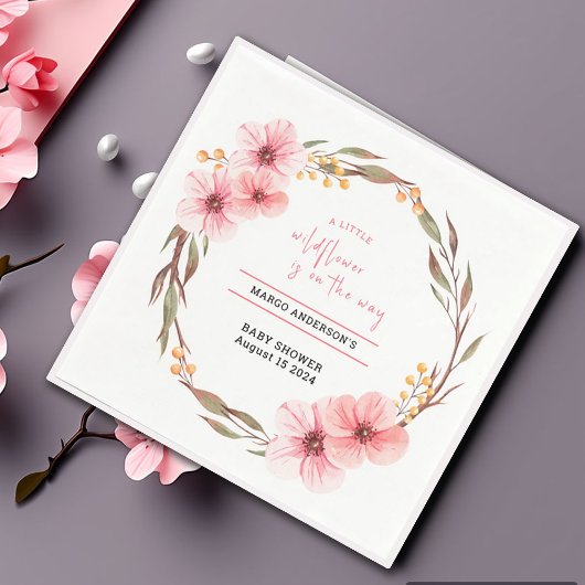 Wildflower is op weg naar roze Baby shower Servet