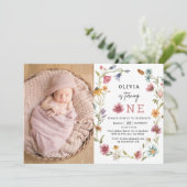 Wildflower Is Turing One 1st Verjaardag Foto Kaart (Staand voorkant)