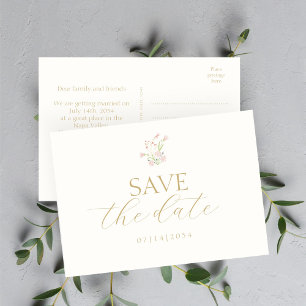 Wildflower & Ivoor Floral Save the Date Briefkaart