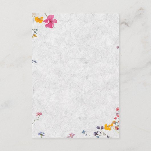 Wildflower Ivory Elegant QR Code Wedding Details Informatiekaartje (Achterkant)