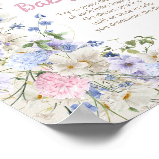 Wildflower Ivory pastel roze Raad het baby eten Poster (Hoek)