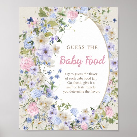 Wildflower Ivory pastel roze Raad het baby eten Poster (Voorkant)