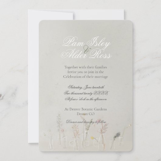 Wildflower Jars Boho Wedding Invitation Kaart (Voorkant)