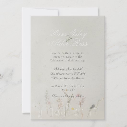 Wildflower Jars Boho Wedding Invitation Kaart (Voorkant)
