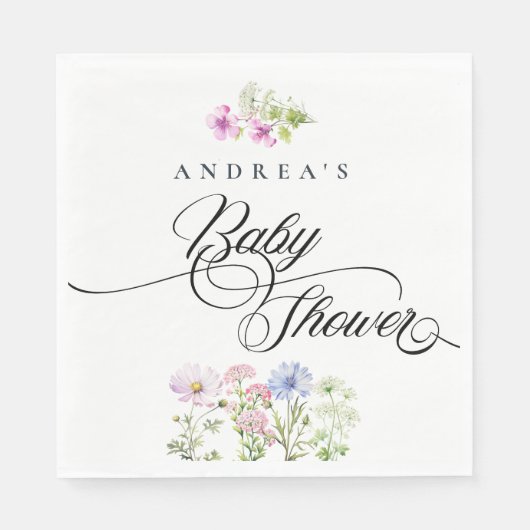 Wildflower Kleurrijk Bloemen Baby shower Servet (Voorkant)
