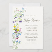 Wildflower Kleurrijke Bloemen Elegant Baby shower Kaart (Voorkant)