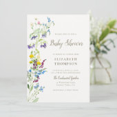 Wildflower Kleurrijke Bloemen Elegant Baby shower Kaart (Staand voorkant)