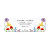 Wildflower Kleurrijke Bloemen Witte Trouwadres Etiket (Voorkant)