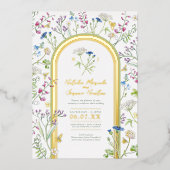 Wildflower kleurrijke bloemenkunst waterverf bruil folie uitnodiging (Voorkant)