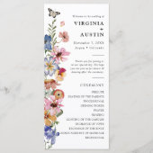 Wildflower kleurrijke bruiloft programmakaart (Voorkant)