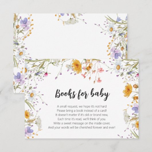 Wildflower kleurrijke lente bloemen Boeken voor Ba Informatiekaartje (Voorkant / Achterkant)