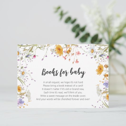 Wildflower kleurrijke lente bloemen Boeken voor Ba Informatiekaartje (Staand voorkant)
