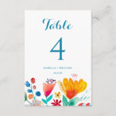 Wildflower Kleurrijke Trouwtafel Nummer (Voorkant)