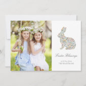  Wildflower Konijn Paasfoto Feestdagenkaart (Voorkant)