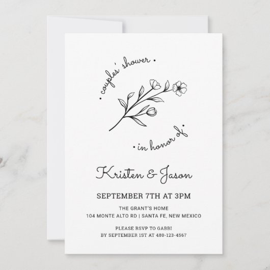 Wildflower koppels douche uitnodiging (Voorkant)