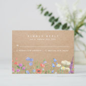 Wildflower Kraft Papier Rustieke Bruiloft RSVP (Staand voorkant)