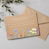 Wildflower Kraft Papier Rustieke Bruiloft RSVP Kaartje