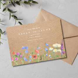 Wildflower Kraft papier rustieke bruiloft Save The Date