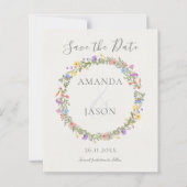 Wildflower krans Bloemen bruiloft Save the Date (Voorkant)