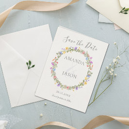 Wildflower krans Bloemen bruiloft Save the Date