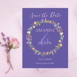 Wildflower krans Bloemen bruiloft Save the Date Briefkaart