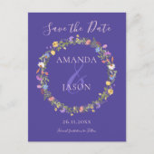 Wildflower krans Bloemen bruiloft Save the Date Briefkaart (Voorkant)