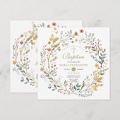 Wildflower Krans Bloemen Doop Uitnodiging (Voorkant / Achterkant)