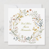 Wildflower Krans Bloemen Doop Uitnodiging (Achterkant)