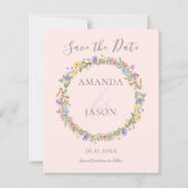 wildflower krans bloemenbruiloft Save the Date (Voorkant)