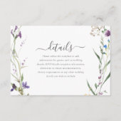 Wildflower krans bruiloft details informatiekaartje (Voorkant)