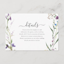 Wildflower krans bruiloft details informatiekaartje