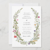 Wildflower krans bruiloft uitnodiging (Voorkant)