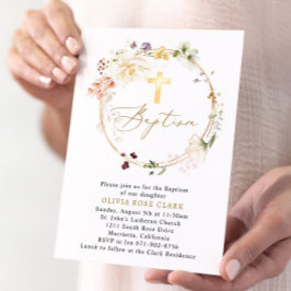 Wildflower krans doop doop gouden Lijst Kaart