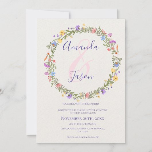 Wildflower krans geel Paarse bruiloft (Voorkant)