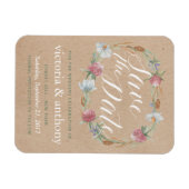 Wildflower krans op Kraft land Bewaar de datum Magneet (Horizontaal)