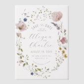 Wildflower Krans Overlay Wedding Save the Date Vellum Uitnodigingen (Voorkant)