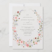 Wildflower krans | QR Code RSVP bruiloft Kaart (Voorkant)